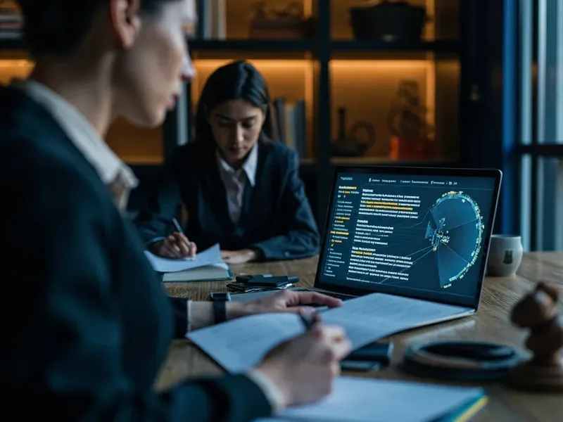 Advogada revisando no computador uma minuta criada com apoio de IA