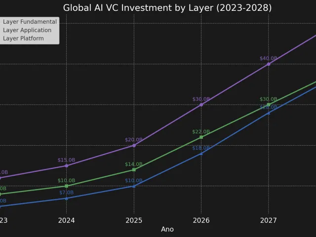 Gráfico de investimento global em Inteligência Artificial entre 2023 e 2028