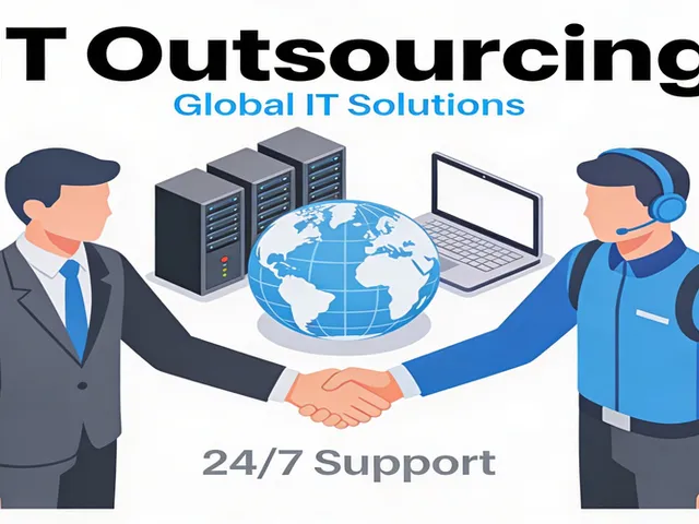 Equipe técnica conduzindo reunião de planejamento de outsourcing de TI