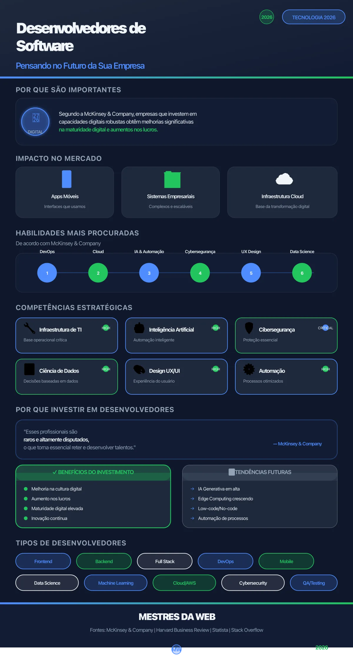 Infográfico sobre Desenvolvedores de Software - Pensando no Futuro da Sua Empresa e Crescimento
