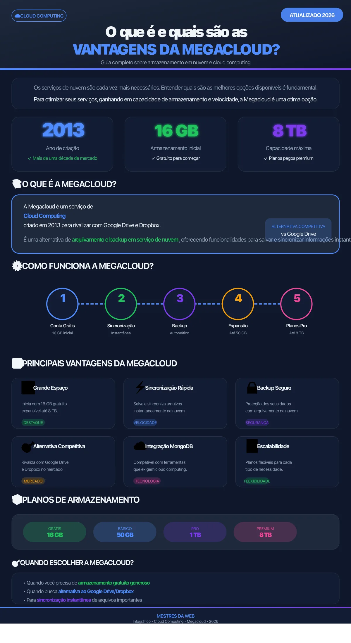 Infográfico: O que é e quais são as vantagens da Megacloud - Megacloud em 2026