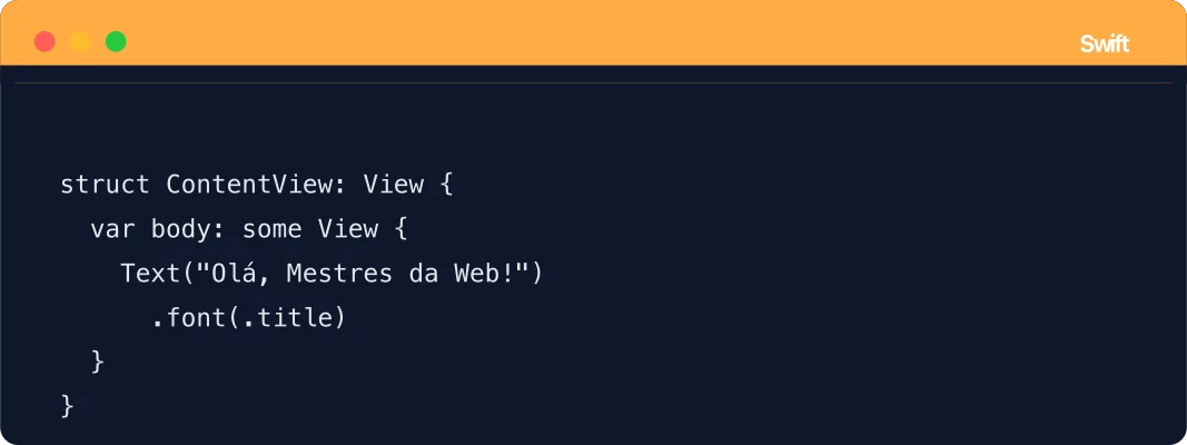 Código Swift aberto no Xcode desenvolvendo aplicativo nativo para iPhone