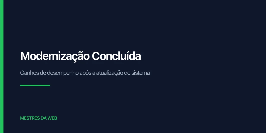 Equipe de tecnologia avaliando gráficos de desempenho após atualizar sistema legado